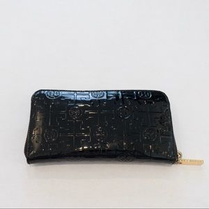 Tory Burch T Embossed Zip Around Patent Wallet